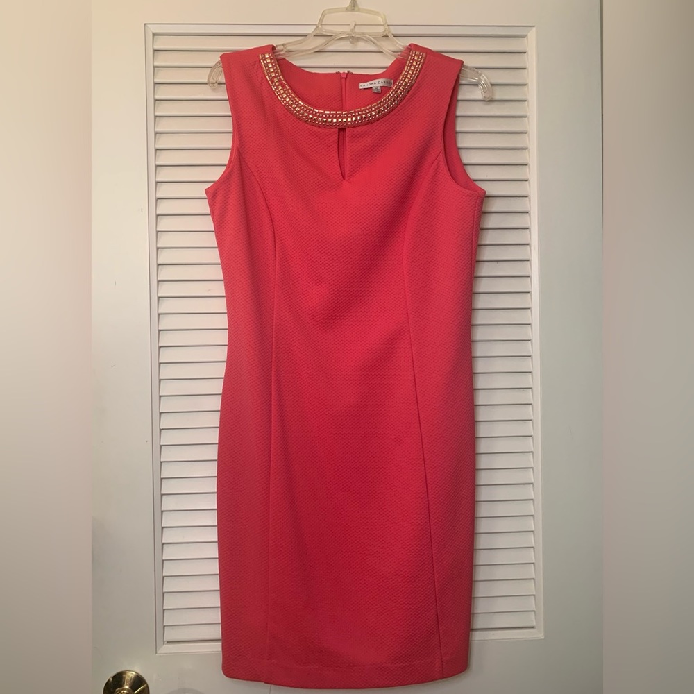 Sandra Darren 💖 Womens Coral Dress Size 10 knee length